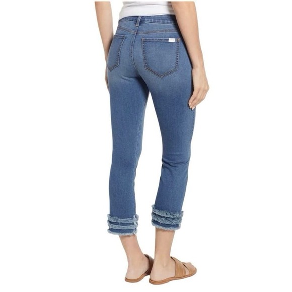Jen7 by 7 for All Mankind Cropped Straight Fringe Hem Jeans Size 8 - Picture 3 of 12